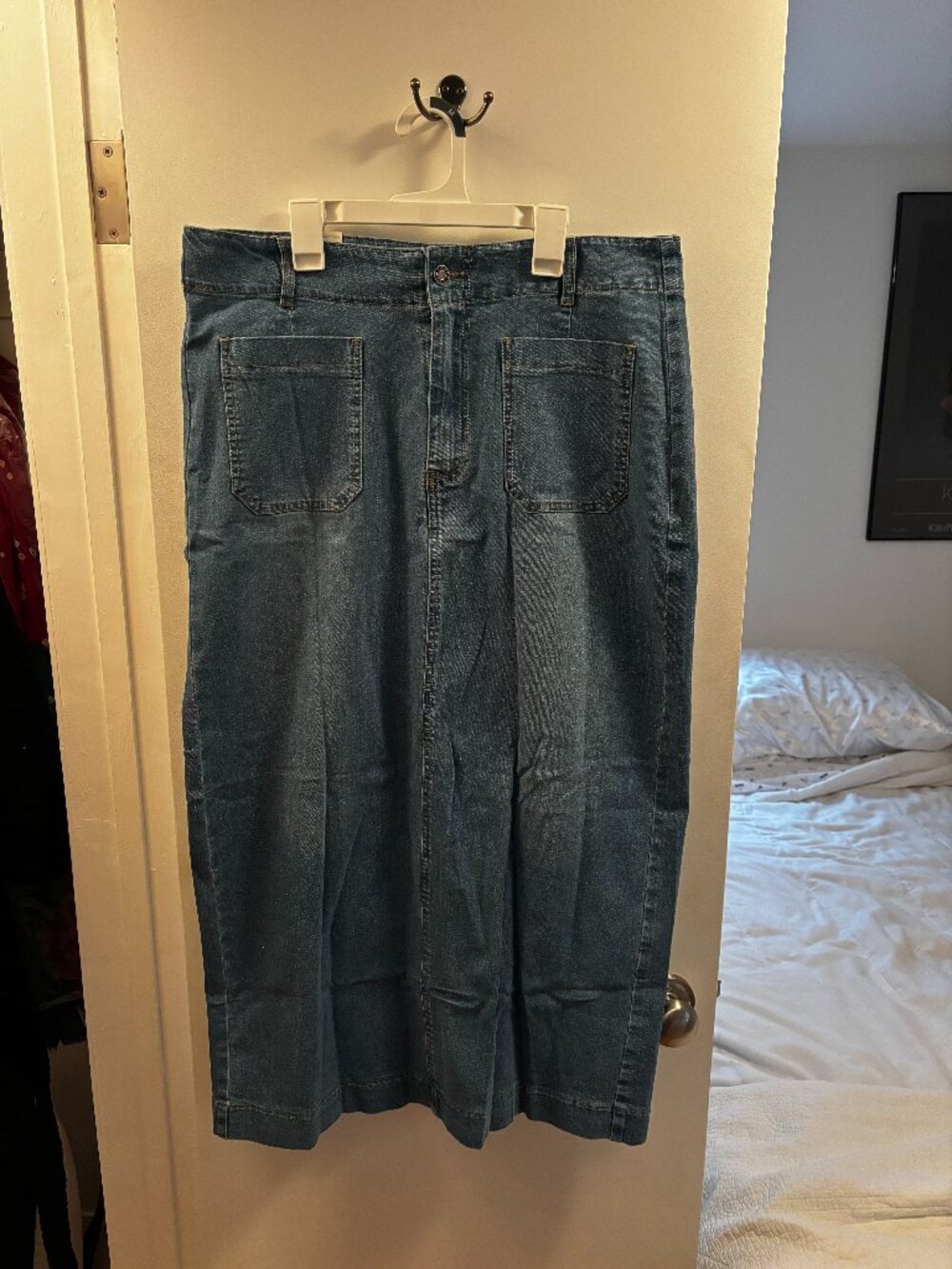 Potili Long Denim Skirt with Two Front Pockets/Two Back Pockets Size XL NWT